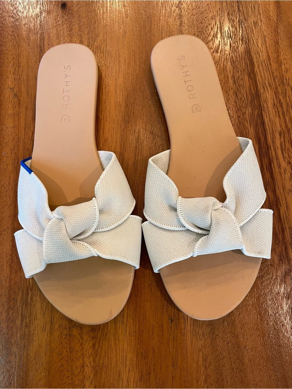 Rothy's Women's Cream Knot Slide Sandals with Tan Footbed - Picture 1 of 2